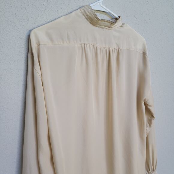 Shirt Strings California Vintage Blouse Top Womens Medium Beige Long Sleeve - Picture 10 of 11